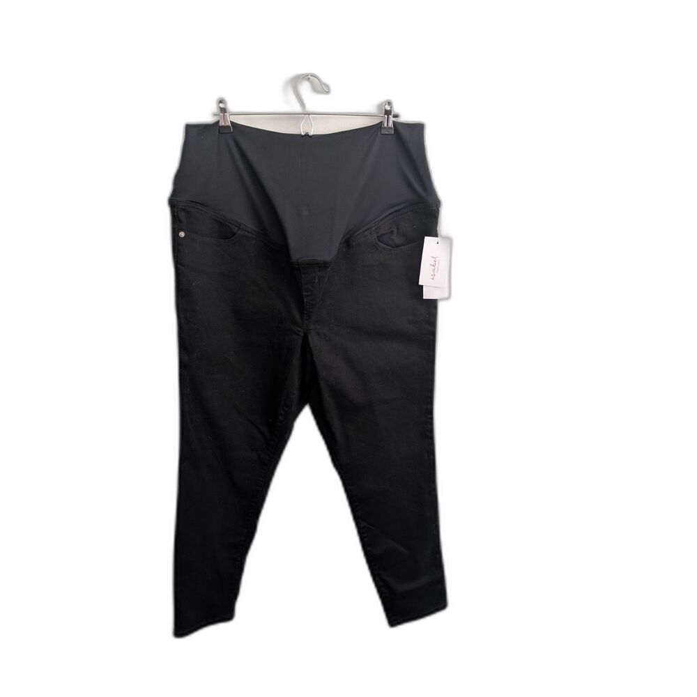 Isabel by Ingrid+Isabel Maternity Over-The-Belly Skinny Jeans Black Size 16